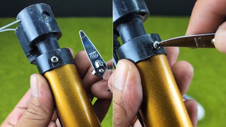 Person using nail clippers to remove screw.