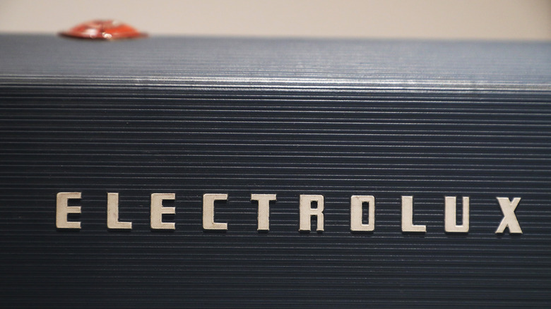 Close-up of the retro Electrolux brand name on an appliance