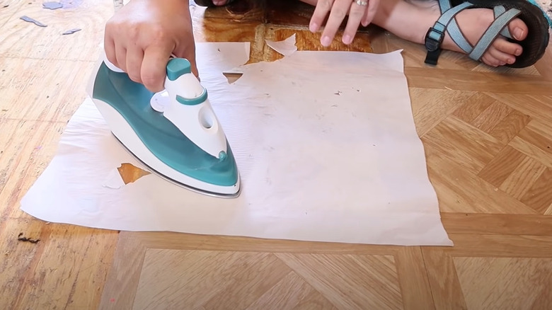 heating vinyl tile with iron