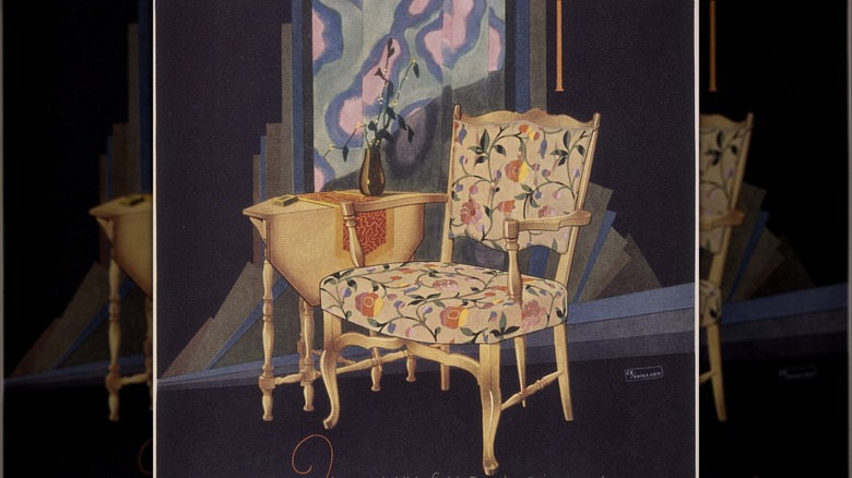 A vintage catalogue illustration of Heywood-Wakefield chairs and table set.