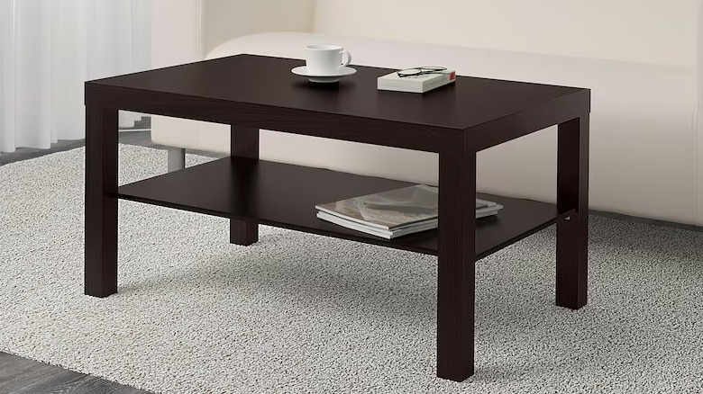 Black-brown coffee table with bottom shelf
