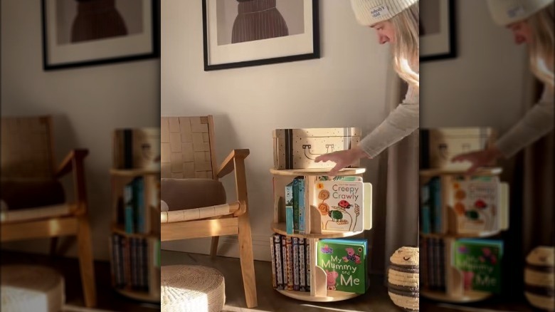 Creator assembling the shelves and the finished product