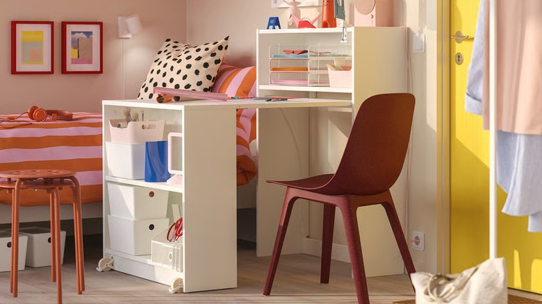 IKEA BILLY Bookcase with foldable table, white