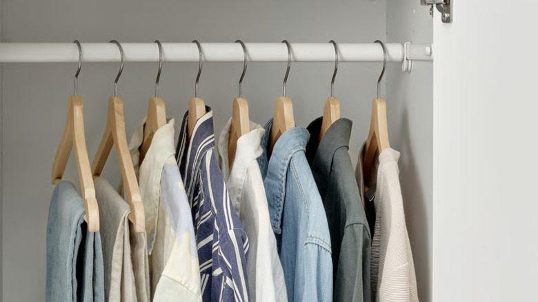 IKEA wooden hangers in closet