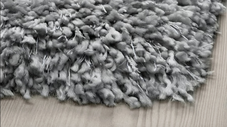 Closeup of IKEA's VOLLERSLEV rug on the floor