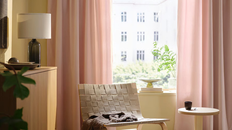 soft pink curtains from IKEA