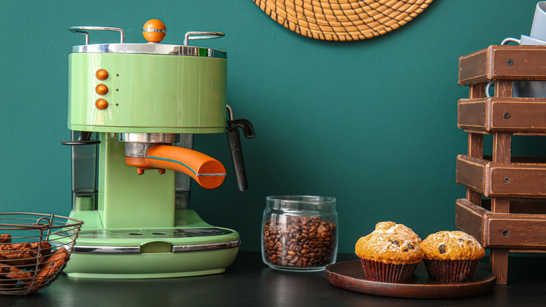 A retro-styled home coffee station