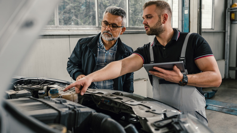A car getting serviced