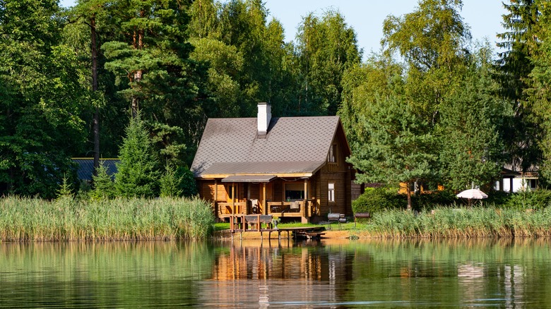 small cabin on lake