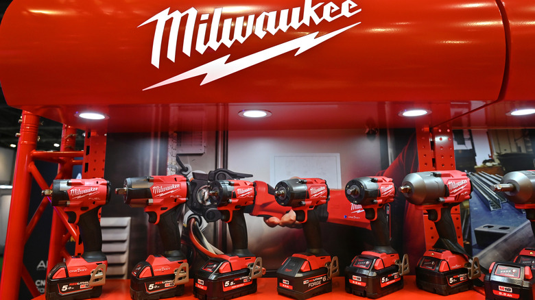 Retail display of Milwaukee tools