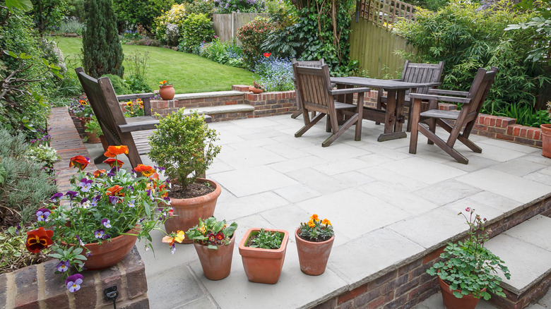 concrete patio with table