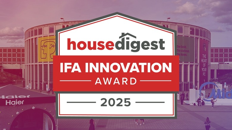 A blurred photo of people sitting at a conference with a "House Digest IFA Innovation Award" graphic superimposed over top