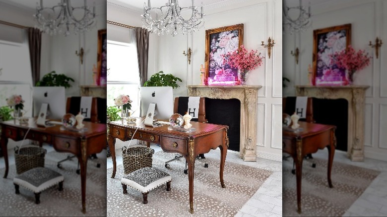 Home office with a desk