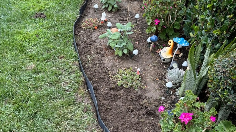 Uneven and sloppy plastic garden edging