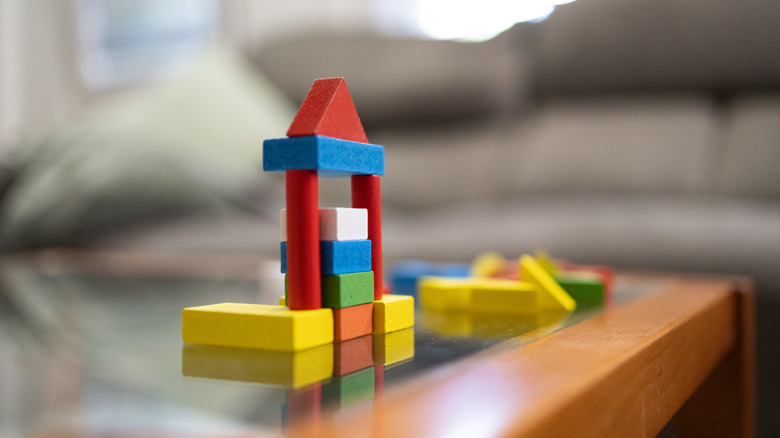 kids toy blocks on coffee table