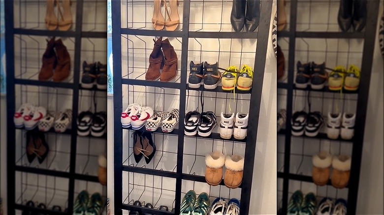 Box spring frame shoe rack