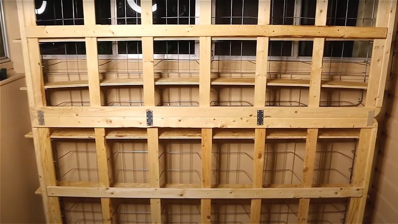 Box spring upcycled into a shelf