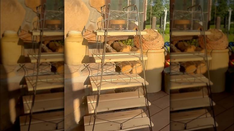 Tiered stand made from a box spring