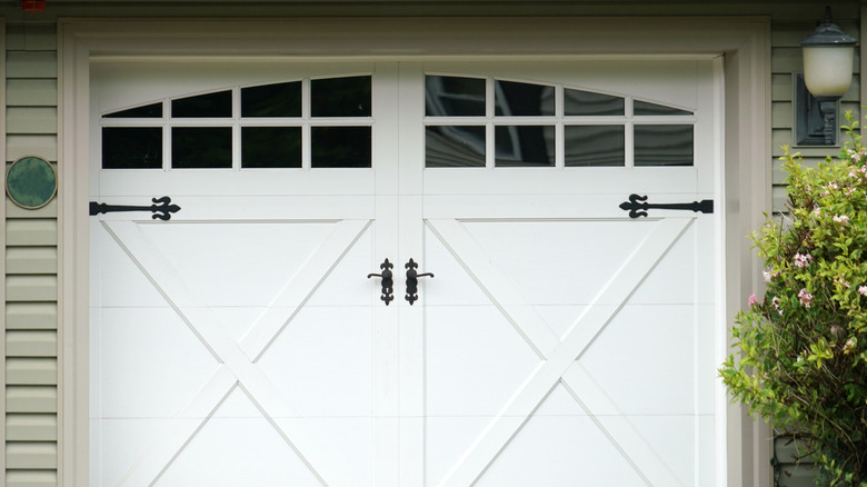 White side-hinged garage doors