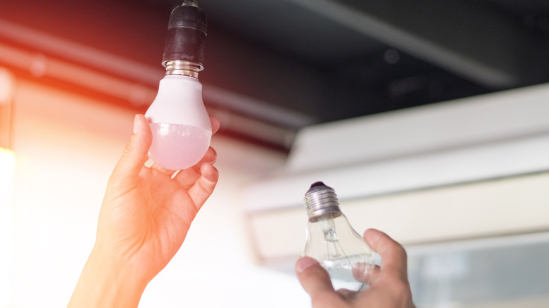 Replacing a light bulb