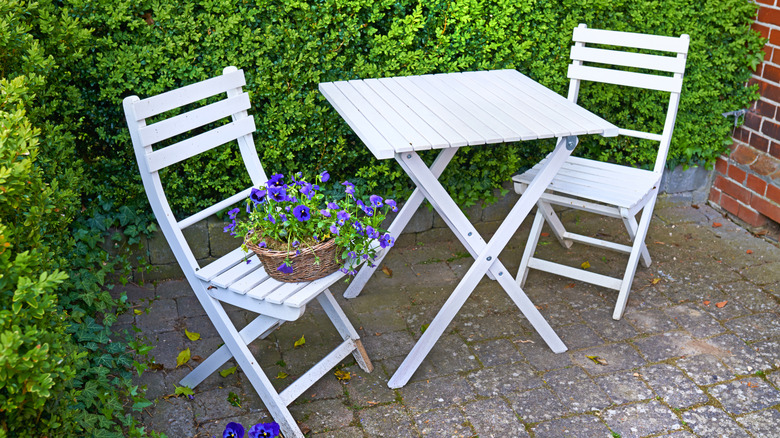 Simple wood patio set of table and chairs