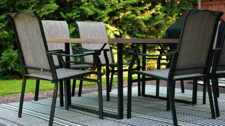 Set of budget patio table and six chairs