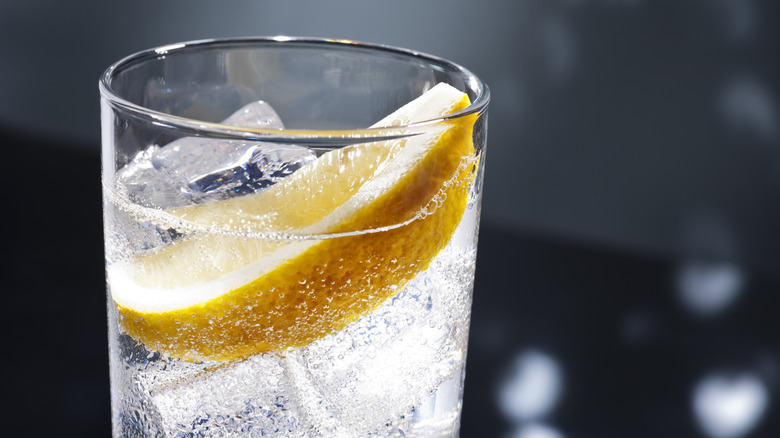 Club soda in a glass