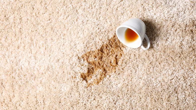 Spilled coffee on carpet