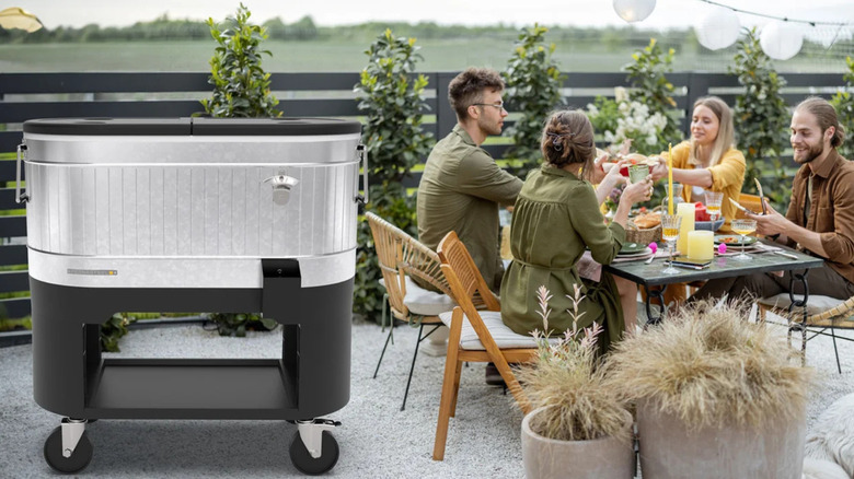 permasteel cooler next group of people on patio