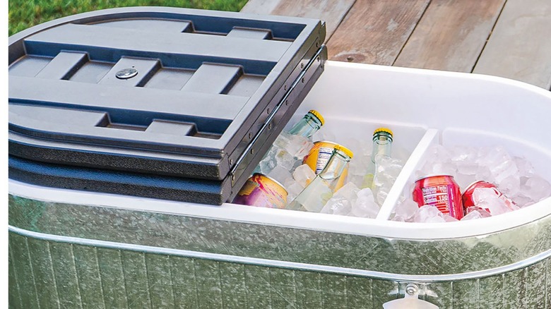 top of Permasteel cooler showing drinks