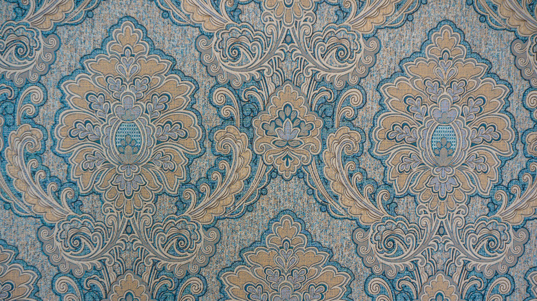 blue and orange damask wallpaper