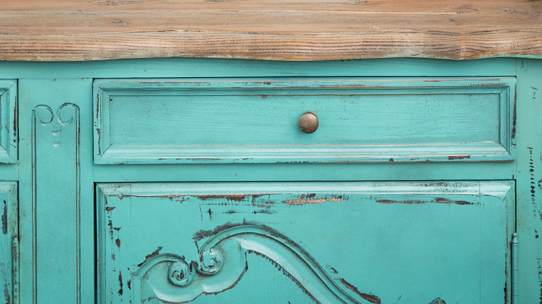 Distressed blue shabby chic chest