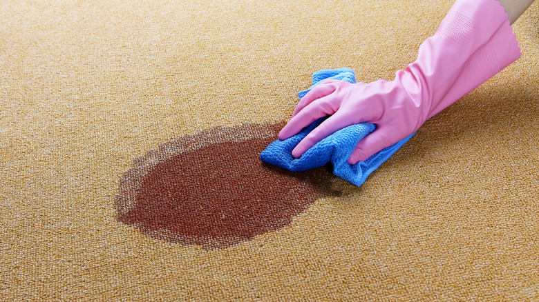 Scrubbing stain on carpet