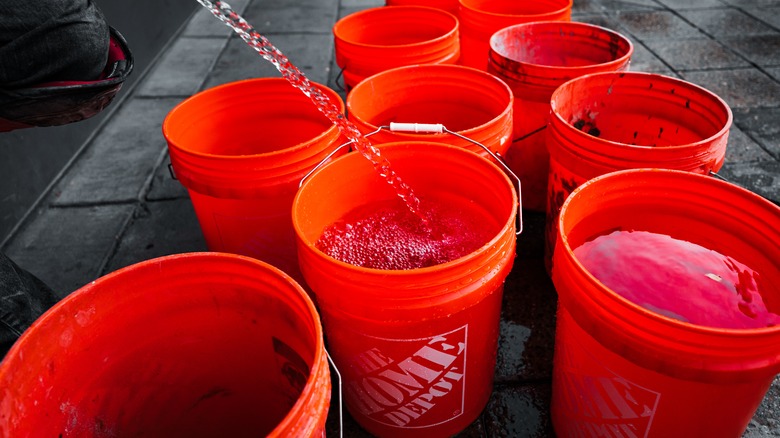 Water-filled Home Depot buckets 