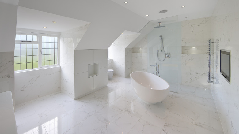 marble floor in a bathroom