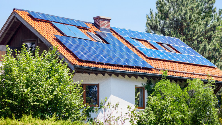 A house with solar panels on the roof