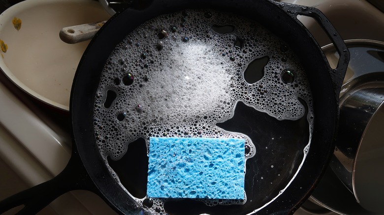 Soapy cast iron pan