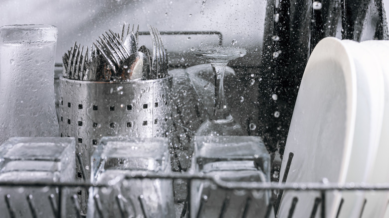 Dishwasher during cycle