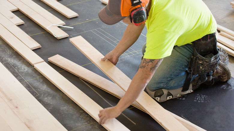 Professional wood flooring installer