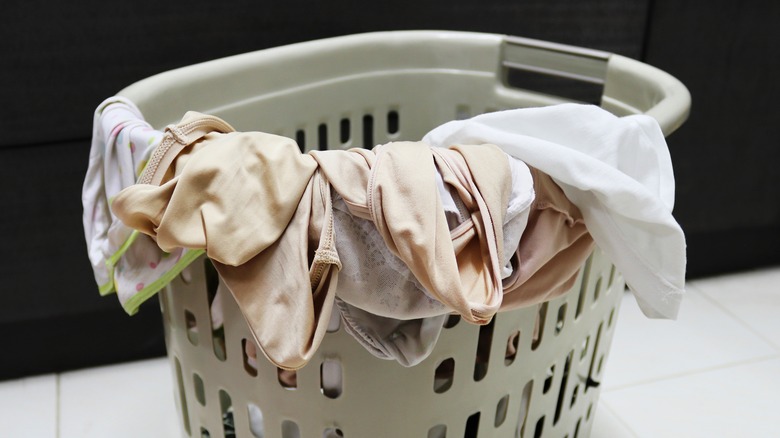 underwear in laundry basket