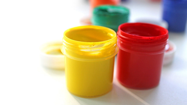 Small containers of paint