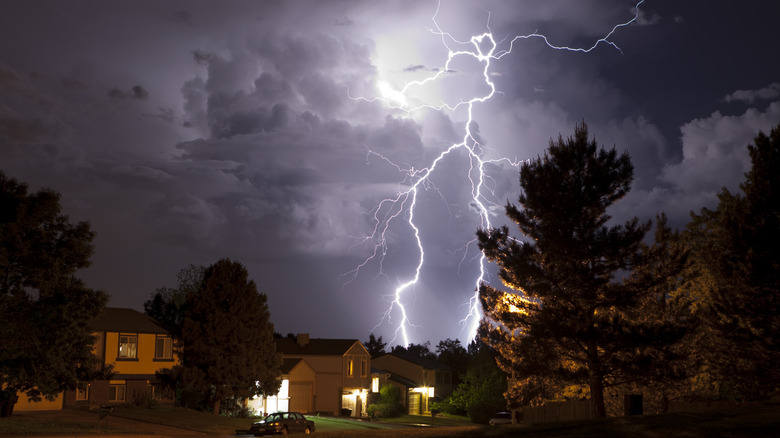 lightning striking neighborhood
