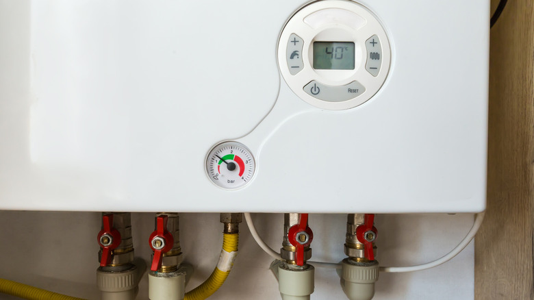 The digital controls on a modern gas boiler