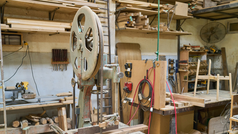 The interior of a furniture building workshop