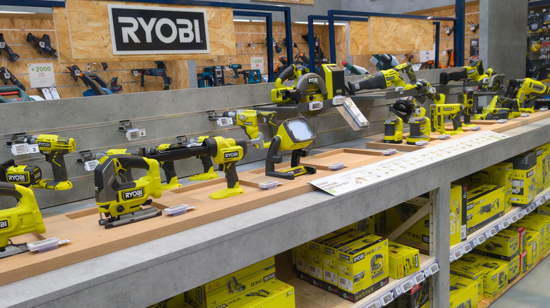 Ryobi products in a store