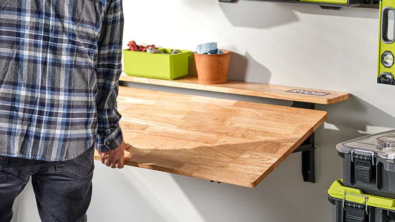 Ryobi's space-saving Stowaway wall-mounted work bench