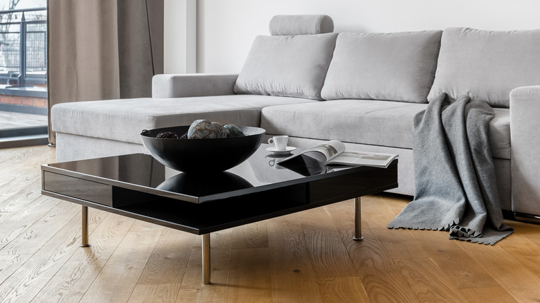 lounge with glass coffee table