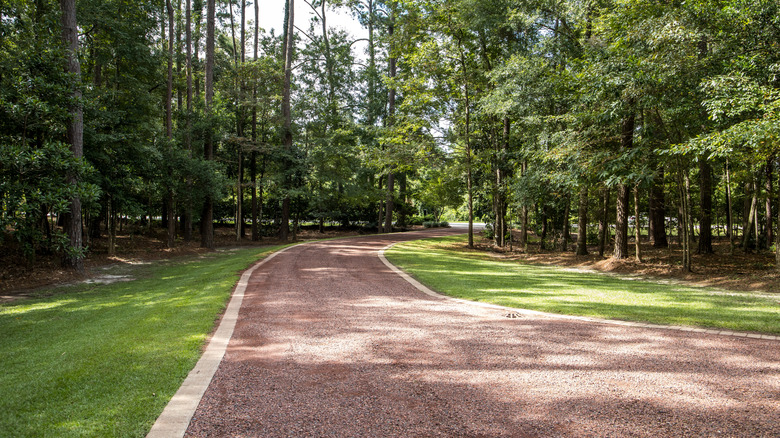 Red gravel driveway