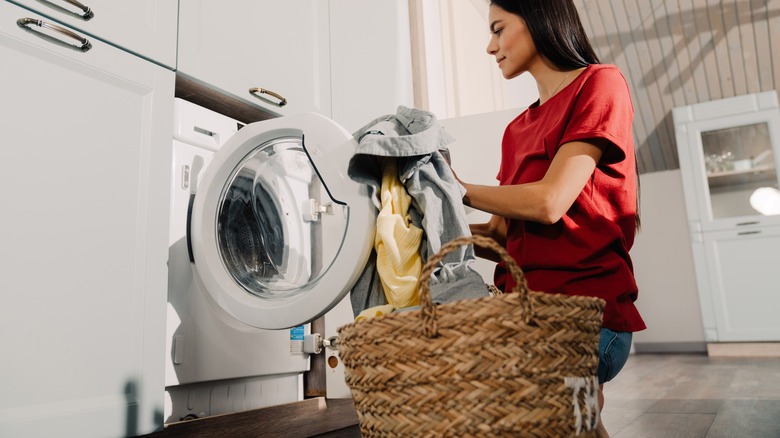 Person doing laundry