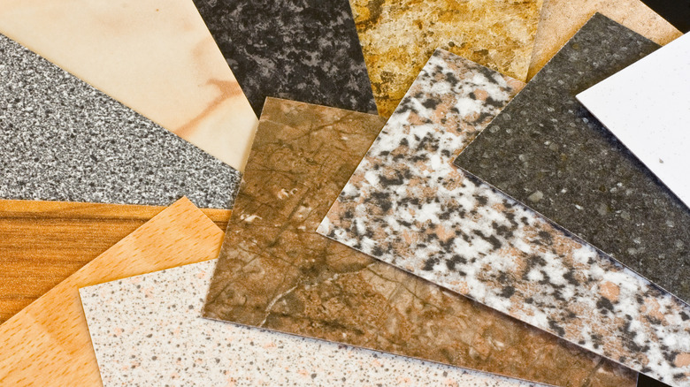 A variety of laminate countertop finishes